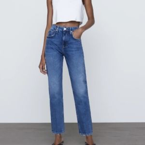 ZARA High Rise Straight Leg Jeans